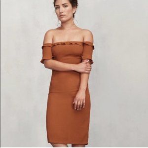 Reformation Antonia Dress in Cognac 0 Petite
